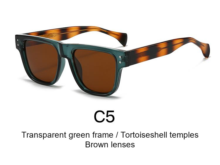 2061 — C5: Transparent green frame / Tortoiseshell temples / Brown lenses