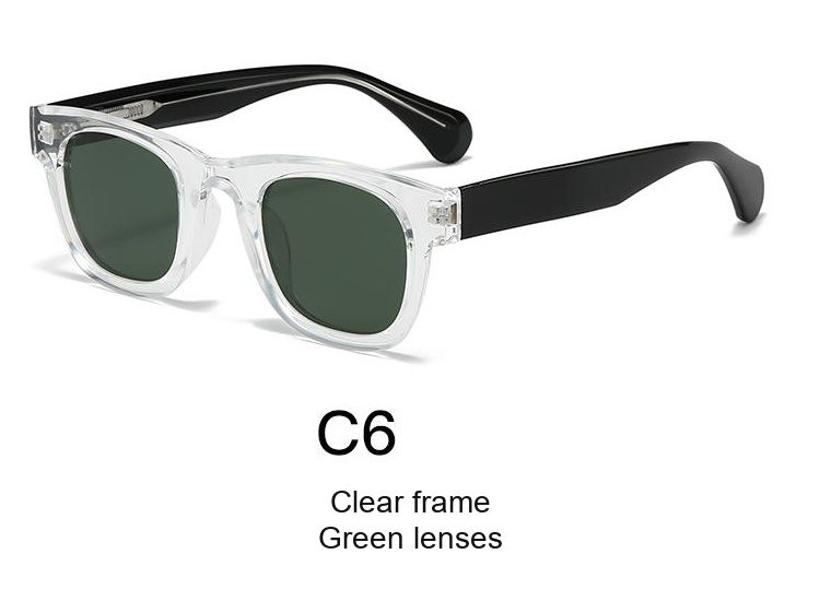 2075 — C6: Clear frame / Green lenses