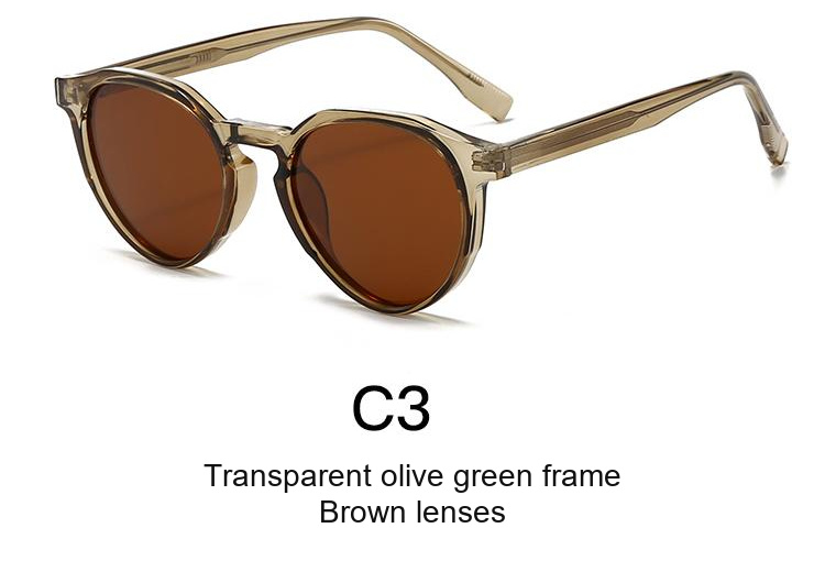 2077 — C3: Transparent olive green frame / Brown lenses