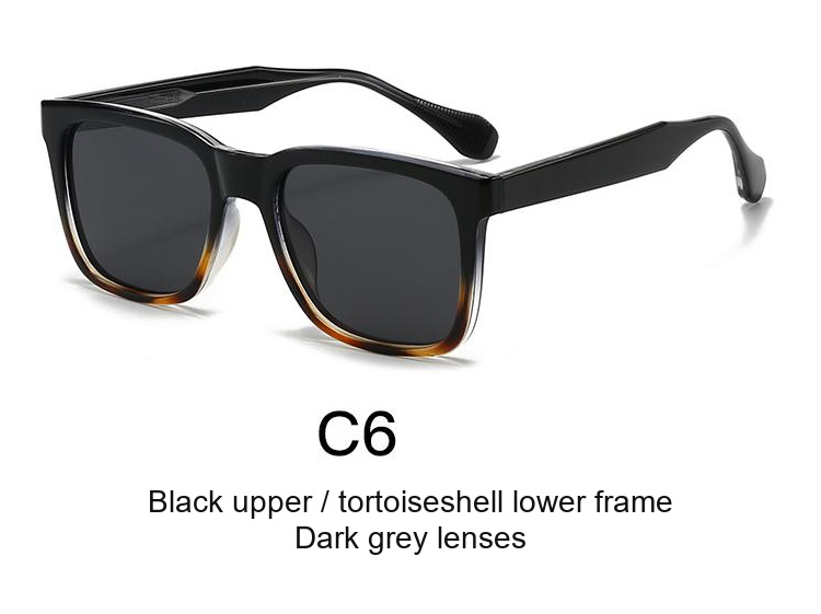 2078 — C6: Black upper / tortoiseshell lower frame / Dark grey lenses