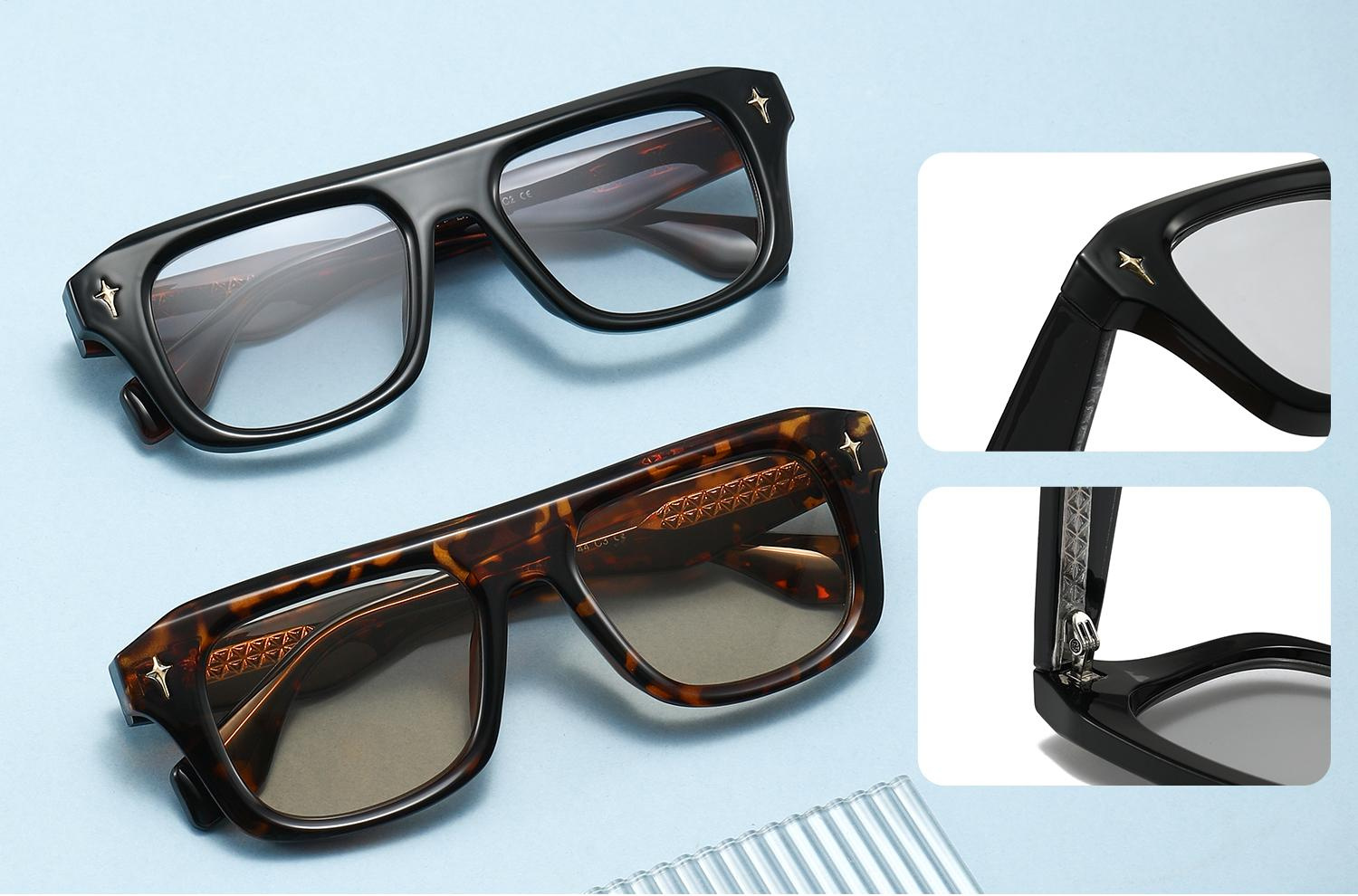 Photochromic Polarized Rectangular Sunglasses – 2342 - Image 3