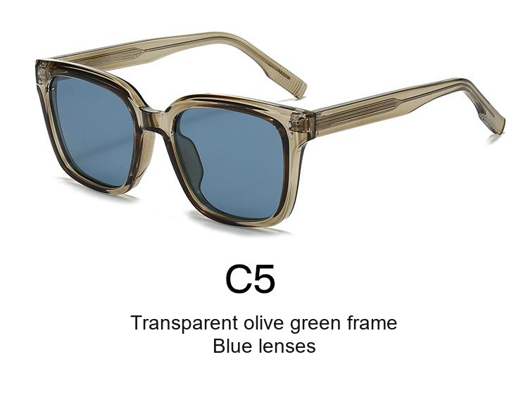 2348 — C5: Transparent olive green frame / Blue lenses