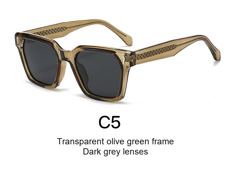 2349 — C5: Transparent olive green frame / Dark grey lenses