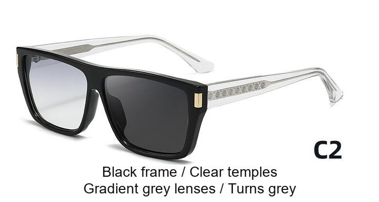 2352 — C2: Black frame / Clear temples / Gradient grey lenses / darkens to Grey
