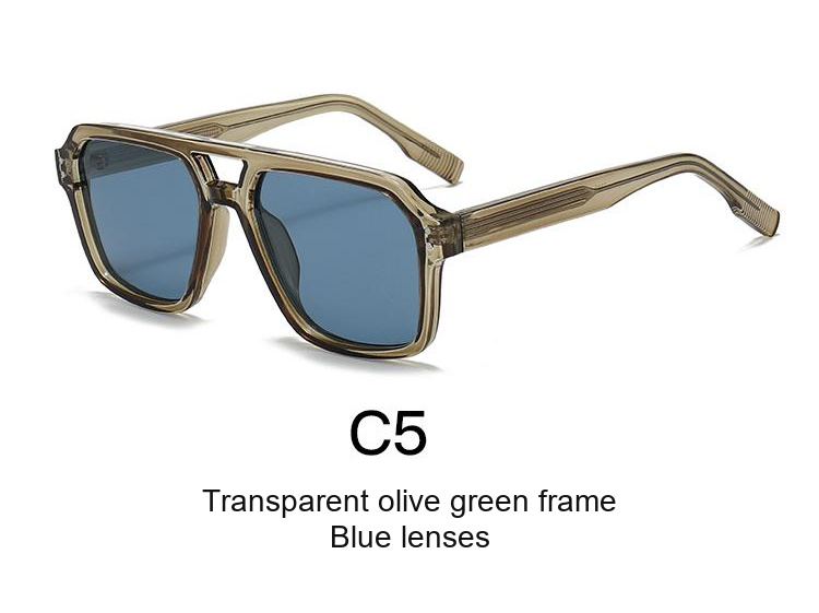 2353 — C5: Transparent olive green frame / Blue lenses