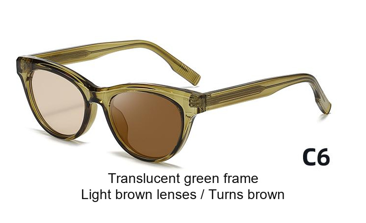 2355 — C6: Translucent green frame / Light brown lenses / darkens to Brown