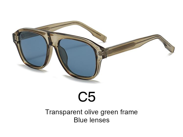 2357 — C5: Transparent olive green frame / Blue lenses