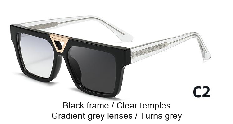 2379 — C2: Black frame / Clear temples / Gradient grey lenses / darkens to Grey