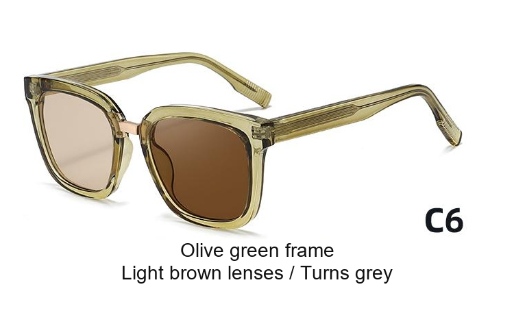 2383 — C6: Olive green frame / Light brown lenses / darkens to Grey