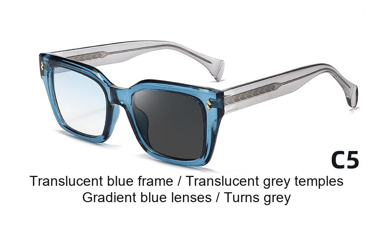 2396 — C5: Translucent blue frame / Translucent grey temples / Gradient blue lenses / darkens to Grey